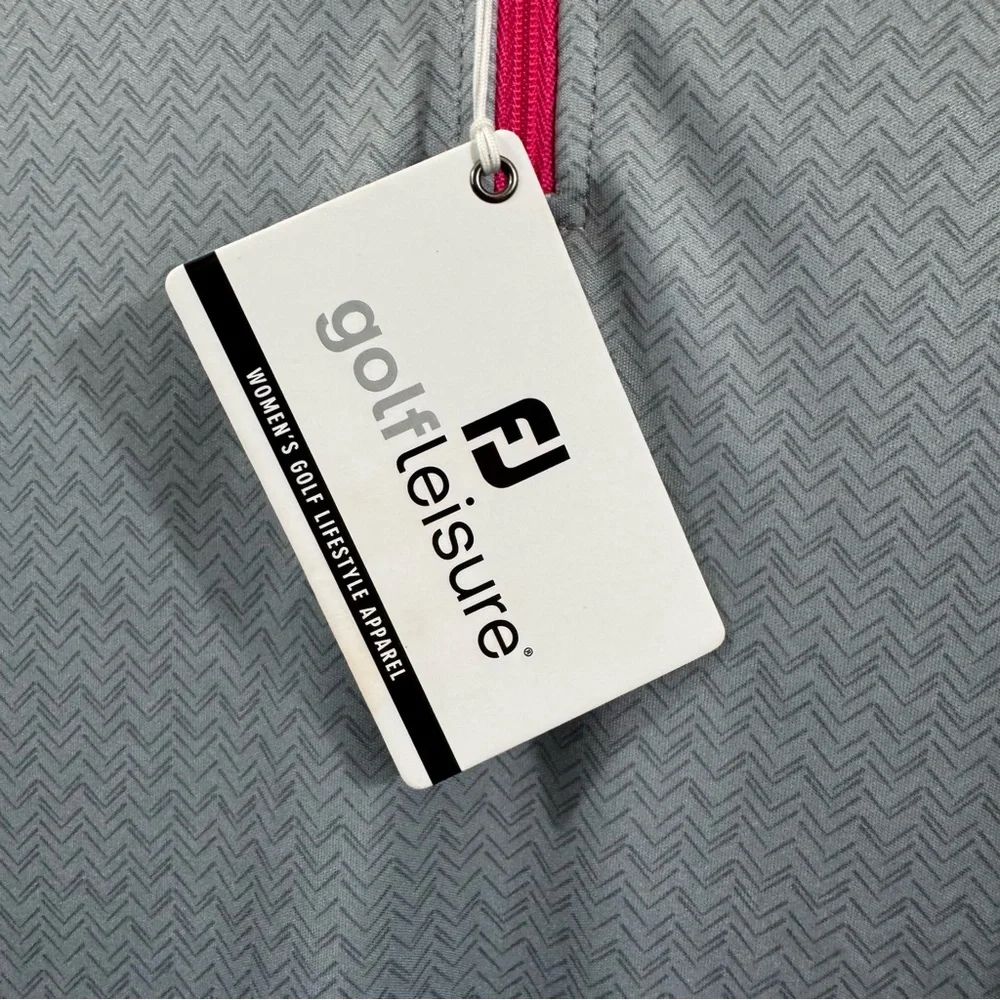 FootJoy Performance Quarter-Zip Sleeveless Golf Vest Gray Pink Chevron Sz XL NEW - Picture 10 of 10